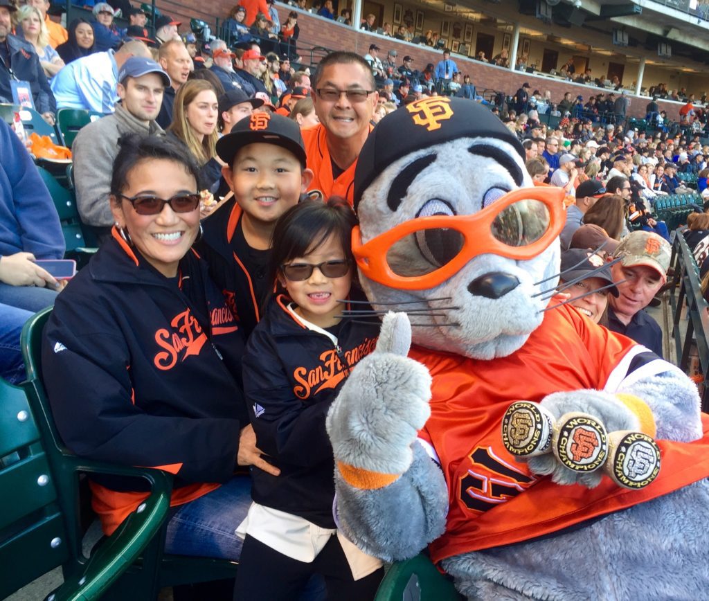 Dr. Yip and Family with San Francisco Giants' Lou Seal